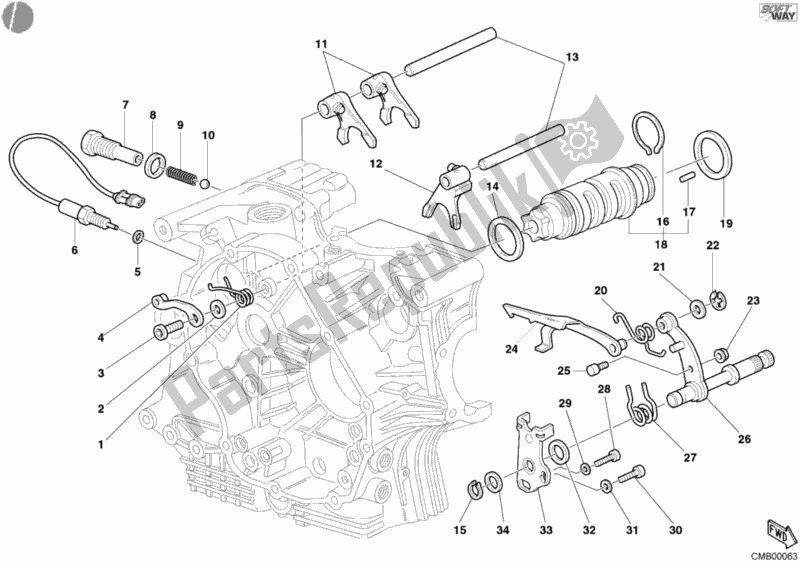 All parts for the Shift Cam - Fork of the Ducati Monster S4R USA 996 2005